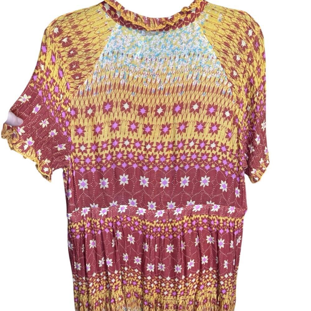 Free People Rare Feelings Maxi Dress In Goldenrod Combo Size Large NEW - Picture 9 of 14